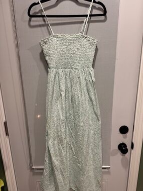 Billabong Floral Green Smocked Sundress with Spaghetti Straps